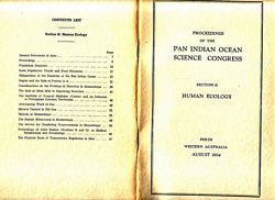 Proceedings of the Pan Indian Ocean Science Congress - Section G: HUMAN ECOLOGY