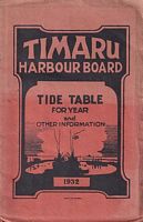 TIMARU HARBOUR BOARD, 1932 - Tide table for year and other information