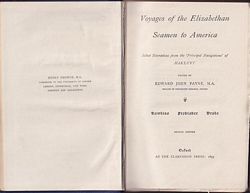 VOYAGES OF THE ELIZABETHAN SEAMEN TO AMERICA.  First Series:  HAWKINS  FROBISHER  DRAKE