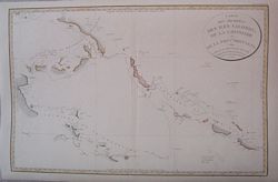 CARTE DES ARCHIPELS DES ILES SALOMON, DE LA LOUISIADE ET DE LA NOUVELLE BRETAGNE, situ&eacute;s &agrave; l'Est de la Nouvelle Guin&eacute;e