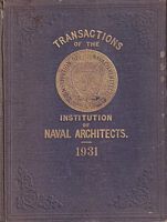 TRANSACTIONS OF THE INSTITUTION OF NAVAL ARCHITECTS.  Volume LXXIII - 1931
