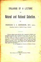 NATURAL AND RATIONAL SELECTION  (in Syllabus of a Course of a Lecture)
