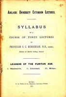 LEADERS OF THE PURITAN AGE (in Syllabus of a Course of Three Lectures)