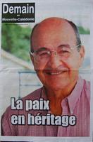 JACQUES LAFLEUR:  LA PAIX EN HERITAGE  (in Demain en Nouvelle-Cal&eacute;donie, No. 220)