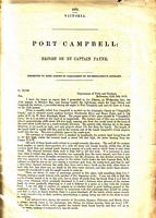 PORT CAMPBELL:  Report On by Captain Payne