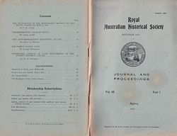 ROYAL AUSTRALIAN HISTORICAL SOCIETY - JOURNAL OF PROCEEDINGS -  Vol 48, Part 1, 1962