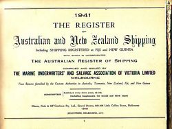 THE REGISTER OF AUSTRALIAN AND NEW ZEALAND SHIPPING - Including shipping registered at Fiji and New Guinea - 1941