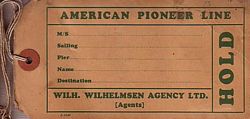 AMERICAN PIONEER LINE - Baggage Label "Hold"