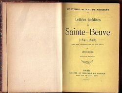 LETTRES INEDITES A SAINT-BEUVE (1841-1848)