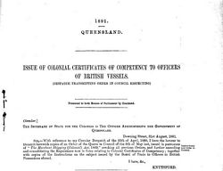 Despatch Transmitting Order in Council Respecting ISSUE OF COLONIAL CERTIFICATES OF COMPETENCY TO OFFICERS OF BRITISH VESSELS