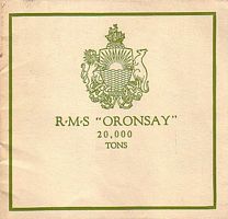 R. M. S. ORONSAY,  20,000 Tons