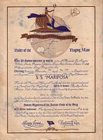 CROSSING OF THE LINE CERTIFICATE - S.S.  MARIPOSA
