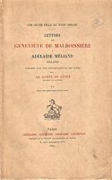 LETTRES DE GENEVIEVE DE MALBOISSIERE A ADELINE MELIAND 1761-1766