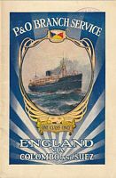 HANDBOOK OF INFORMATION: P.&O. BRANCH SERVICE TO ENGLAND, via Ceylon, Egypt and Mediterranean