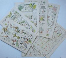 S.S. "ORONTES" - Menus "Impressions of Racecourses"  (set of 7)