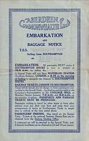 EMBARKATION and Baggage Notice T.S.S. "Esperance Bay"