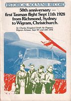 50TH ANNIVERSARY - FIRST TASMAN FLIGHT SEPT 11TH 1928 from Richmond, SYDNEY to Wigram, CHRISTCHURCH 
